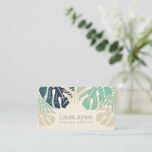 Tropische handpalmen — Visual Design Artist Visitekaartje (Staand voorkant)