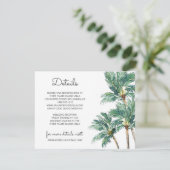 Tropische handpalmen | Waterverf Beach Trouwgegeve Informatiekaartje (Staand voorkant)