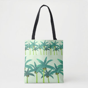 Tropische handpalmen: Waterverf naadloos lint. Tote Bag
