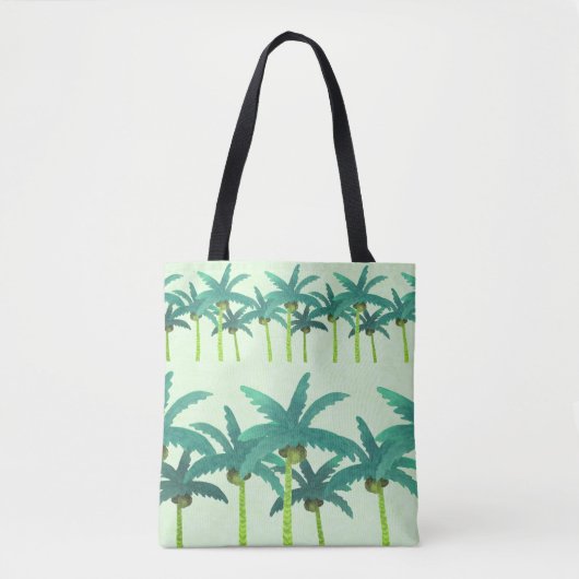 Tropische handpalmen: Waterverf naadloos lint. Tote Bag (Voorkant)