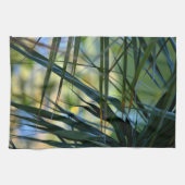 Tropische handpalmen zonder grenzen Blauwe Groene  Theedoek (Horizontaal)