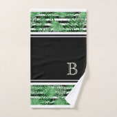 Tropische handpalmen zwart-wit strippatroon bad handdoek (Handdoek)