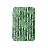 Tropische handpalmen zwart-wit strippatroon badmat (Voorkant Verticaal)