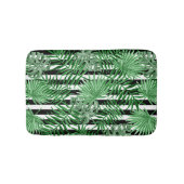 Tropische handpalmen zwart-wit strippatroon badmat (Voorkant)