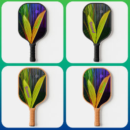 Tropische handpalmvaten helder, kleurrijk, persoon pickleball paddle