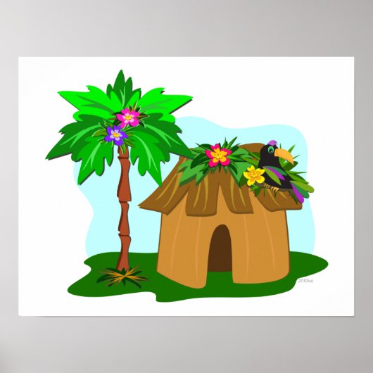 Tropische handschoen, palmboom en toucan poster (Voorkant)