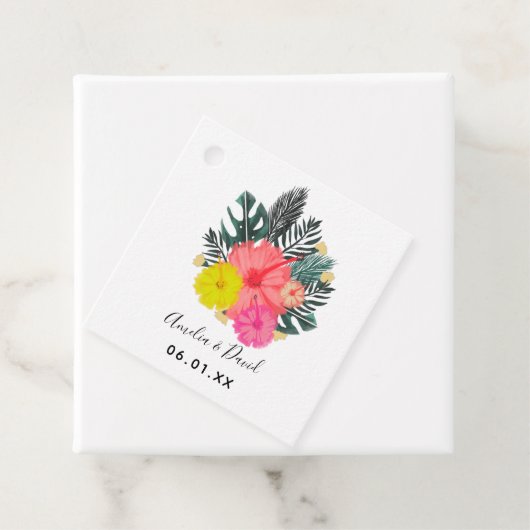 Tropische handtekening Hawaii Script Weddenschap Bedankjes Labels (In situ)