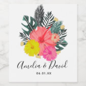 Tropische handtekening Hawaii Script Weddenschap Wijn Etiket (Enkel label)