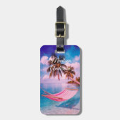Tropische hangmat paradijs gepersonaliseerd bagagelabel (Voorkant verticaal)