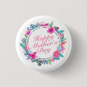 Tropische Happy Moederdag Floral Lijst Button (Voorkant)