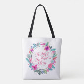 Tropische Happy Moederdag Floral Lijst Canvas tas (Achterkant)