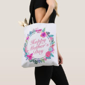Tropische Happy Moederdag Floral Lijst Canvas tas (Dichtbij)