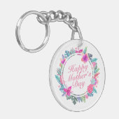 Tropische Happy Moederdag Floral Lijst Sleutelhang Sleutelhanger (Voorkant Links)