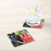 Tropische harmonie: Helena en haar paard Kartonnen Onderzetters (Insitu)