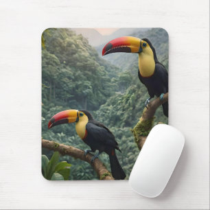 Tropische harmonie: twee Toucanen in het bladerdak Muismat