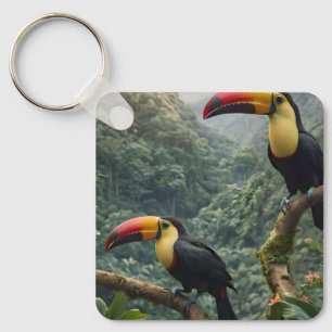 Tropische harmonie: twee Toucanen in het bladerdak Sleutelhanger