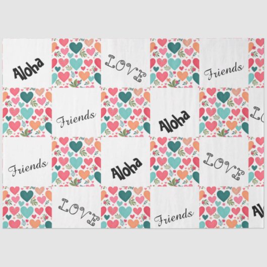 Tropische harten & bloemen Valentijn's Day Tissuepapier (Voorkant)