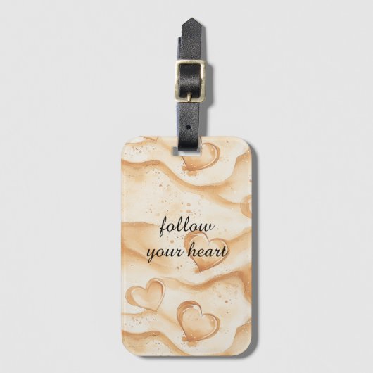 Tropische harten in zandstrand   bagagelabel (Voorkant (verticaal))