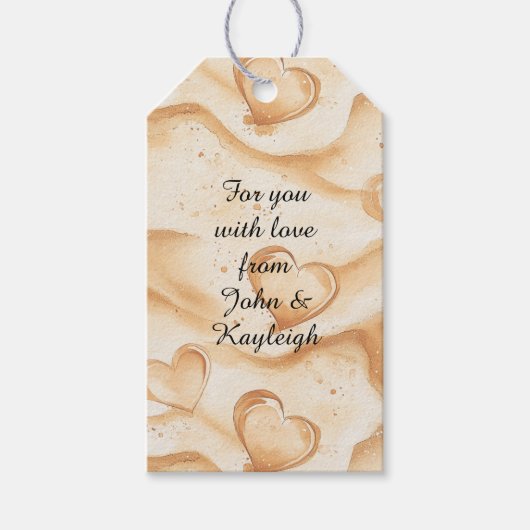 Tropische harten in zandstrand   cadeaulabel (Voorkant)