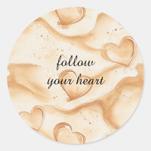 Tropische harten in zandstrand   ronde sticker (Voorkant)