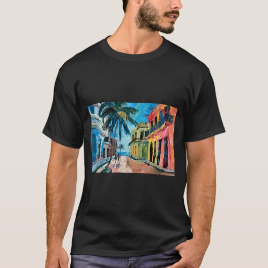 Tropische Havana Harmony - levendige straatscène m T-shirt (Voorkant)