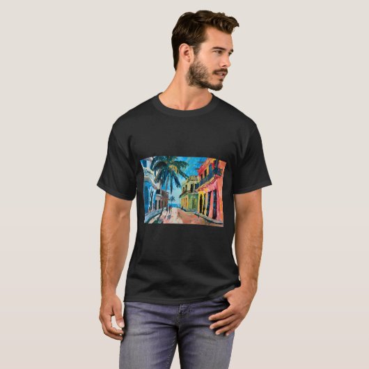 Tropische Havana Harmony - levendige straatscène m T-shirt (Voorkant volledig)