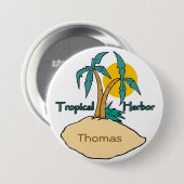 Tropische haven ronde button 7,6 cm (Voorkant /achterkant)