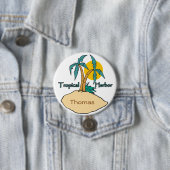 Tropische haven ronde button 7,6 cm (In situ)