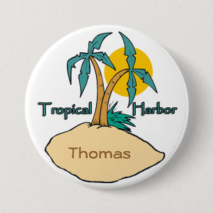 Tropische haven ronde button 7,6 cm
