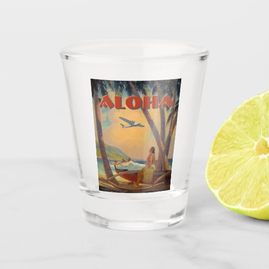  tropische Hawaï Aloha Shot Glas (Voorkant)