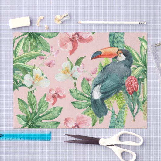 Tropische Hawaï florale waterverf patroon Tissuepapier (Craft)