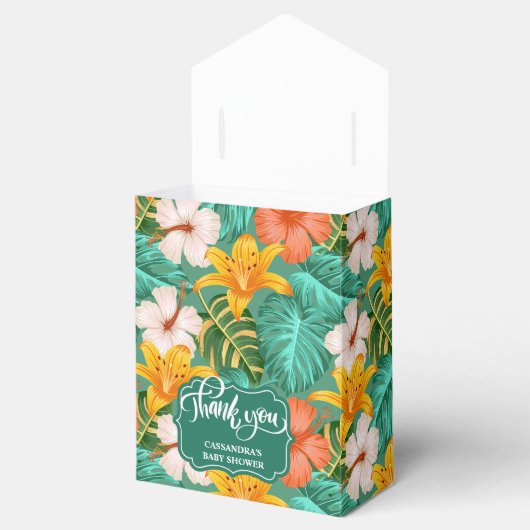 Tropische Hawaiaanse Aloha Baby Shower Favor Doos Bedankdoosjes (Geopend)