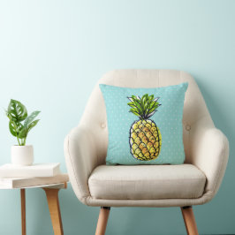 Tropische Hawaiaanse Ananas Turquoise Blauwe Kussen