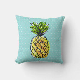 Tropische Hawaiaanse Ananas Turquoise Blauwe Kussen