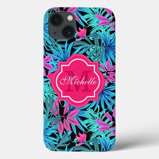 Tropische hawaïaanse blauwgroen groene palmboombla Case-Mate iPhone case (Achterkant)