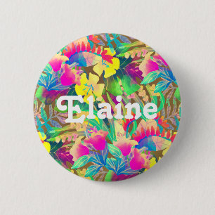 Tropische Hawaïaanse bloem- en bladkleurrijk  Ronde Button 5,7 Cm