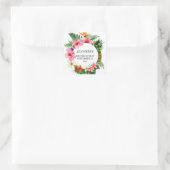 Tropische Hawaïaanse Bloemen & Ananas Naam Vierkante Sticker (Tas)