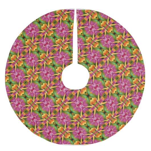 Tropische Hawaïaanse Bloemen Bohemian Aloha Kerstboom Rok (Voorkant)