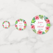 Tropische Hawaïaanse Bloemen Hibiscus Bruiloft Confetti (Voorkanten)