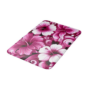 Tropische Hawaiaanse Bloemen Hibiscus Roze Patroon Badmat