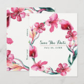 Tropische Hawaiaanse Bloemen Trouw Save the Date Aankondigingskaart (Voorkant / Achterkant)