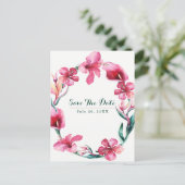 Tropische Hawaiaanse Bloemen Trouw Save the Date Aankondigingskaart (Staand voorkant)