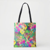 Tropische Hawaiaanse bloemen vergeven kleurige flo Tote Bag (Voorkant)