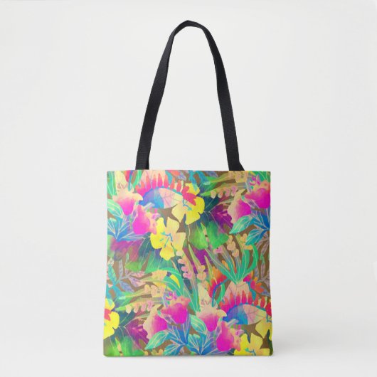 Tropische Hawaiaanse bloemen vergeven kleurige flo Tote Bag (Voorkant)