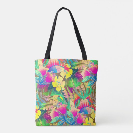 Tropische Hawaiaanse bloemen vergeven kleurige flo Tote Bag (Achterkant)