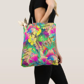 Tropische Hawaiaanse bloemen vergeven kleurige flo Tote Bag (Dichtbij)