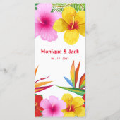 Tropische Hawaiaanse Bloemengeur Menu (Achterkant)