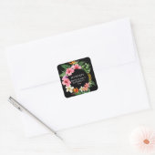 Tropische Hawaïaanse bloemnaam - Zwart Vierkante Sticker (Envelop)