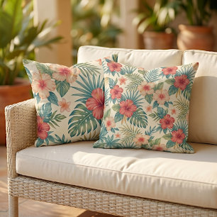 Tropische Hawaiaanse Hibiscus Bloemenkunst Decor Buitenkussen