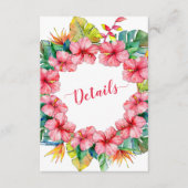 Tropische Hawaïaanse Hibiscus Details Bruiloft Informatiekaartje (Voorkant)